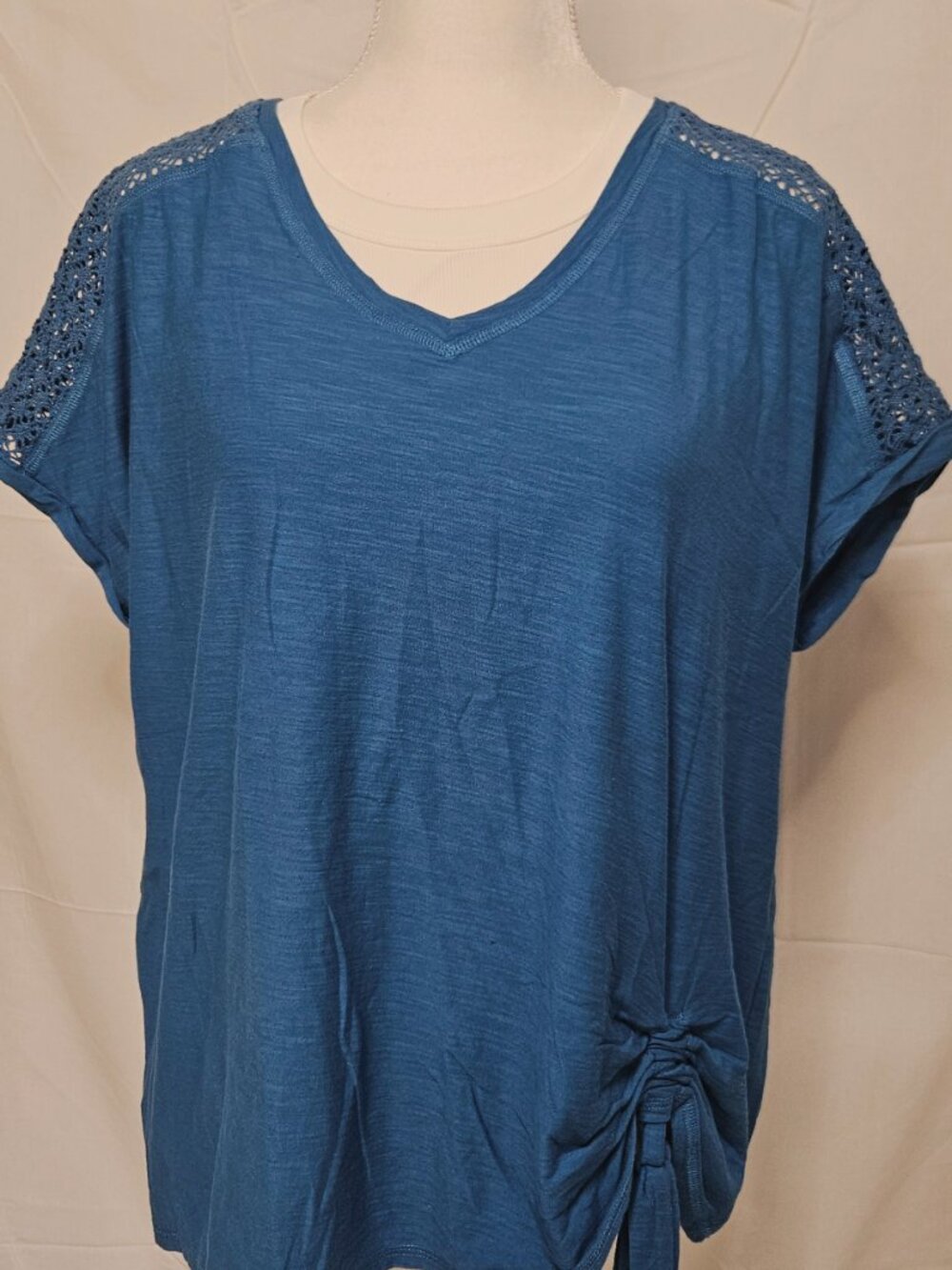 Westbound Petite Aqua Lace Shoulder T Shirt